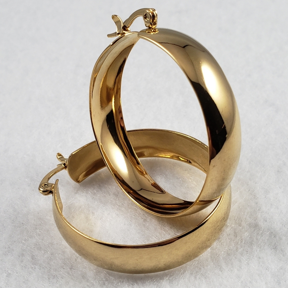 1.5" Chubby Gold Hoops - Picture 2 of 6